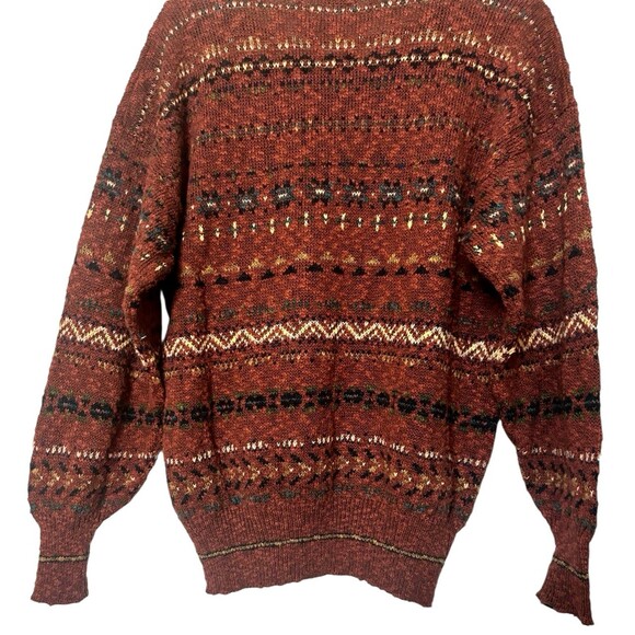 VTG Joseph Abboud Hand Framed In Scotland Aztec Knit Cotton Linen Mens Sweater M - Picture 6 of 10